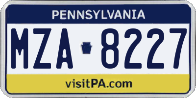 PA license plate MZA8227