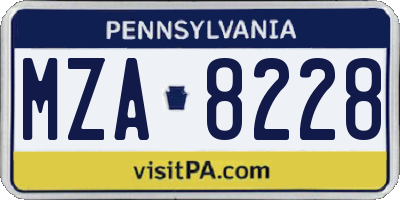 PA license plate MZA8228