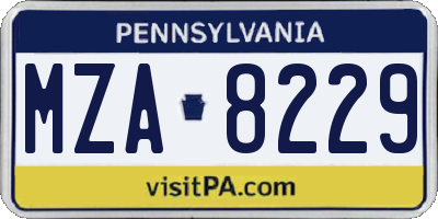 PA license plate MZA8229