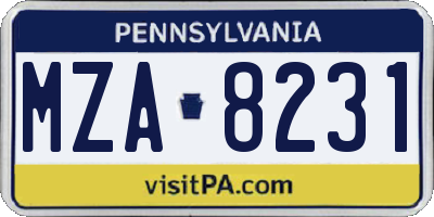 PA license plate MZA8231