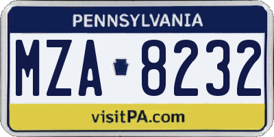 PA license plate MZA8232