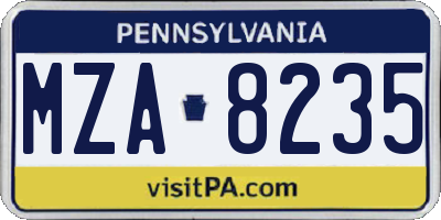 PA license plate MZA8235