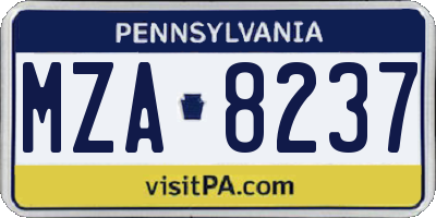 PA license plate MZA8237