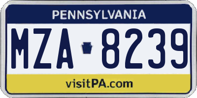 PA license plate MZA8239