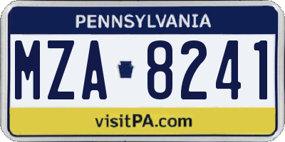 PA license plate MZA8241