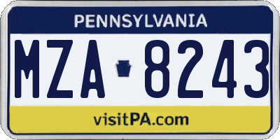 PA license plate MZA8243