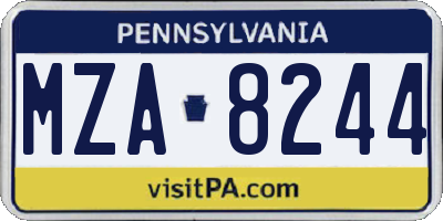 PA license plate MZA8244