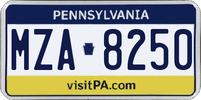 PA license plate MZA8250