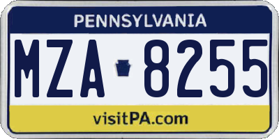 PA license plate MZA8255