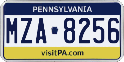 PA license plate MZA8256