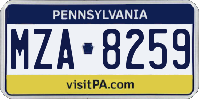 PA license plate MZA8259