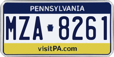 PA license plate MZA8261