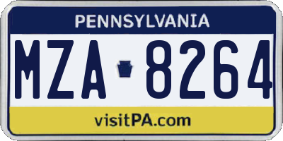 PA license plate MZA8264