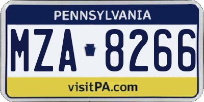 PA license plate MZA8266