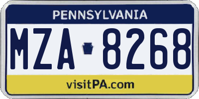 PA license plate MZA8268