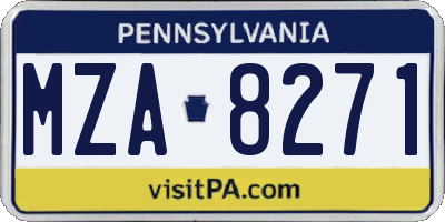 PA license plate MZA8271