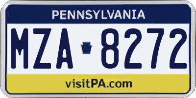 PA license plate MZA8272