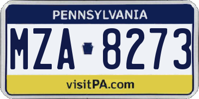 PA license plate MZA8273