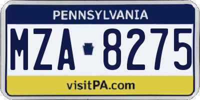 PA license plate MZA8275