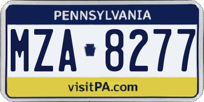 PA license plate MZA8277
