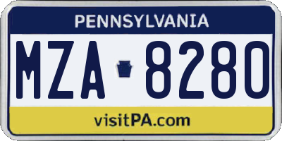 PA license plate MZA8280