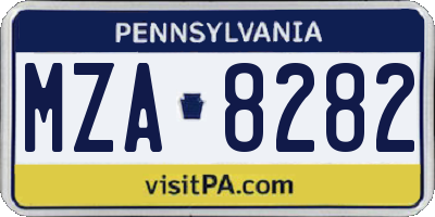 PA license plate MZA8282