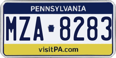 PA license plate MZA8283
