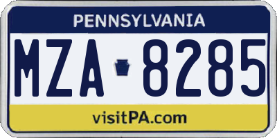 PA license plate MZA8285