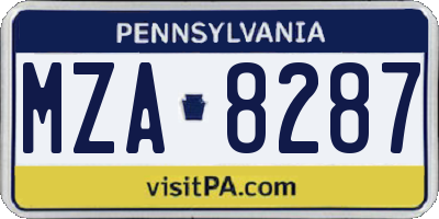 PA license plate MZA8287