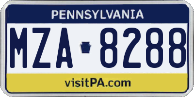 PA license plate MZA8288