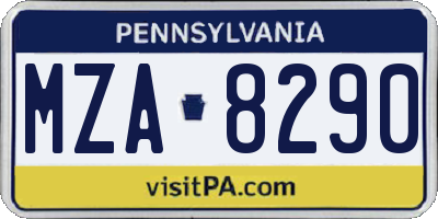 PA license plate MZA8290