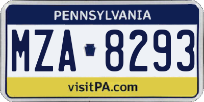 PA license plate MZA8293