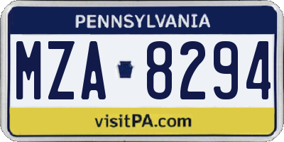 PA license plate MZA8294
