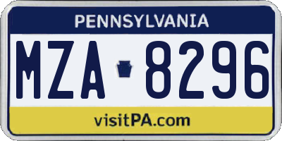 PA license plate MZA8296