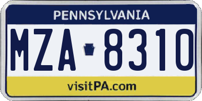 PA license plate MZA8310