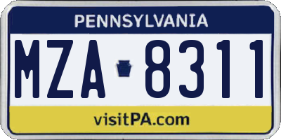 PA license plate MZA8311