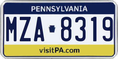 PA license plate MZA8319