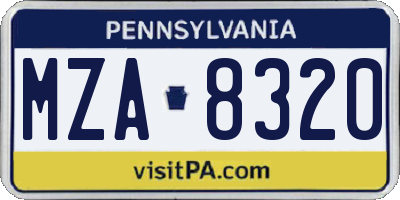 PA license plate MZA8320