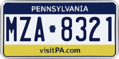 PA license plate MZA8321