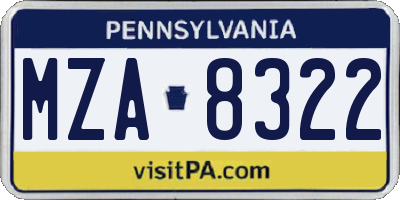 PA license plate MZA8322