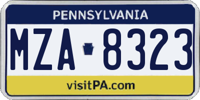 PA license plate MZA8323