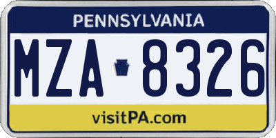 PA license plate MZA8326