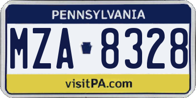 PA license plate MZA8328
