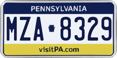 PA license plate MZA8329