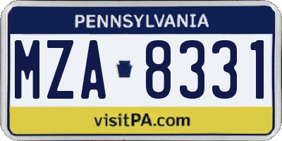 PA license plate MZA8331