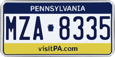 PA license plate MZA8335