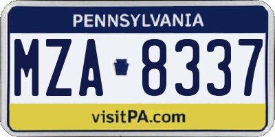 PA license plate MZA8337