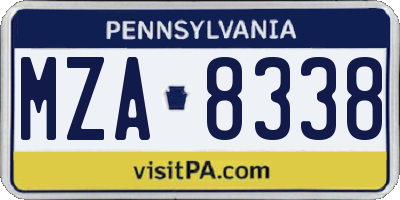 PA license plate MZA8338