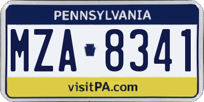 PA license plate MZA8341