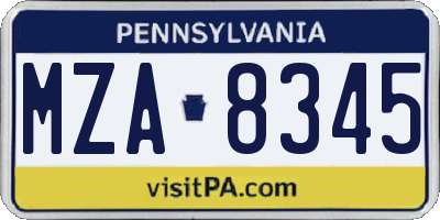 PA license plate MZA8345